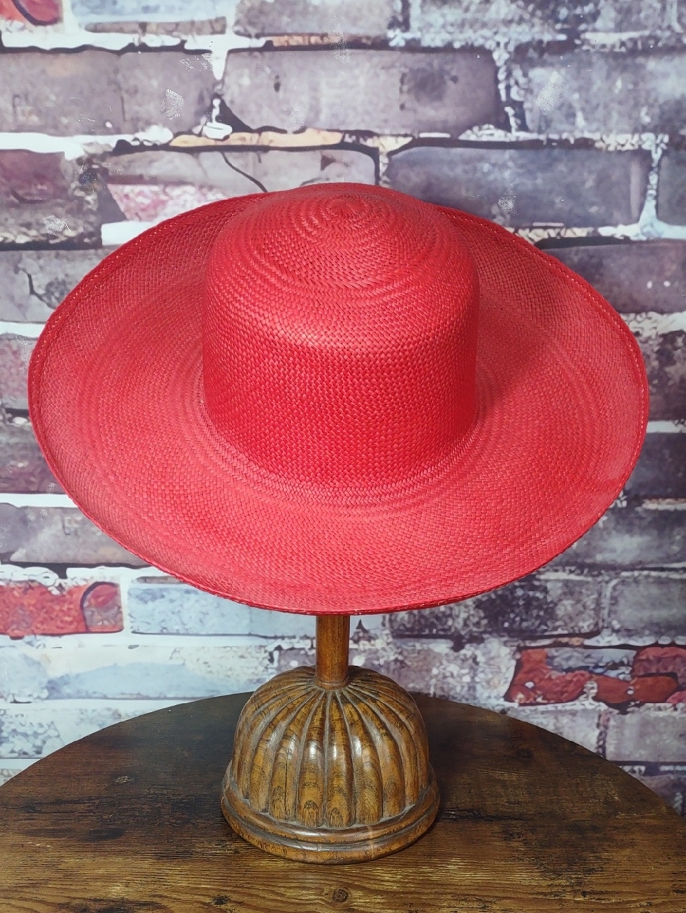 Red Wide-Brim Sun Hat - Unbranded